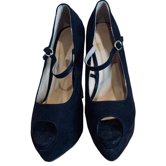 Forever 21 platform stilettos fabric micro suede size 7.5 all man made materials - Picture 6 of 6